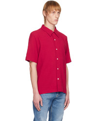 Chemise à manches longues en laine rouge Séfr