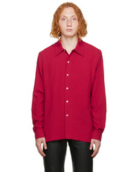 Chemise à manches longues en laine rouge Séfr