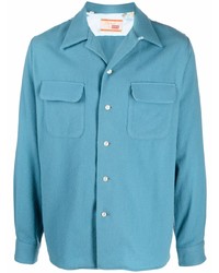 Chemise à manches longues en laine turquoise