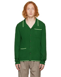 Chemise à manches longues en laine vert foncé King & Tuckfield