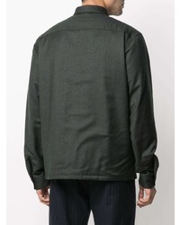 Chemise à manches longues en laine vert foncé Z Zegna