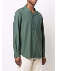 Chemise à manches longues en laine vert foncé Diesel