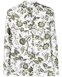 Chemise à manches longues en lin à fleurs blanche Erdem