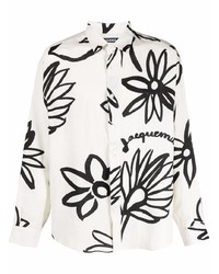 Chemise à manches longues en lin à fleurs blanche Jacquemus