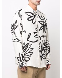 Chemise à manches longues en lin à fleurs blanche Jacquemus