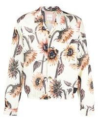 Chemise à manches longues en lin à fleurs blanche Paul Smith