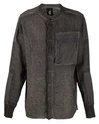 Chemise à manches longues en lin à patchwork gris foncé Thom Krom