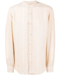 Chemise à manches longues en lin à rayures verticales beige Eleventy