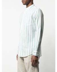 Chemise à manches longues en lin à rayures verticales blanche Onia