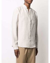 Chemise à manches longues en lin à rayures verticales blanche Sease