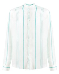 Chemise à manches longues en lin à rayures verticales blanche PENINSULA SWIMWEA