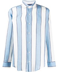 Chemise à manches longues en lin à rayures verticales bleu clair Frescobol Carioca