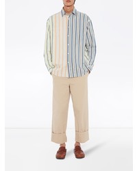 Chemise à manches longues en lin à rayures verticales multicolore JW Anderson