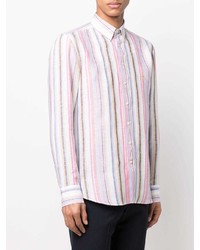 Chemise à manches longues en lin à rayures verticales multicolore Etro