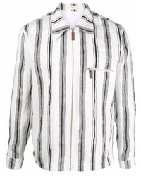 Chemise à manches longues en lin à rayures verticales noire et blanche Wales Bonner