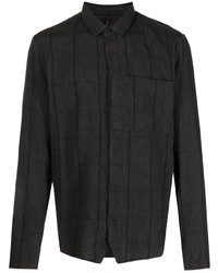 Chemise à manches longues en lin à rayures verticales noire Transit