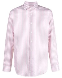 Chemise à manches longues en lin à rayures verticales rose Canali