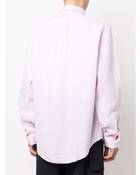 Chemise à manches longues en lin à rayures verticales rose Polo Ralph Lauren