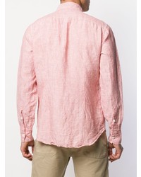 Chemise à manches longues en lin à rayures verticales rose Eleventy
