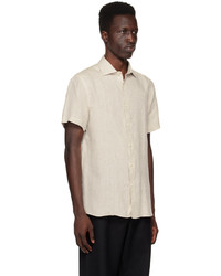 Chemise à manches longues en lin beige Zegna