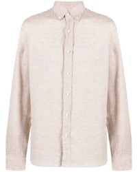 Chemise à manches longues en lin beige Brunello Cucinelli