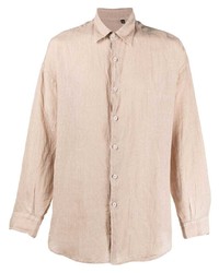 Chemise à manches longues en lin beige Costumein