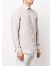 Chemise à manches longues en lin beige Z Zegna