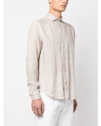 Chemise à manches longues en lin beige Eleventy