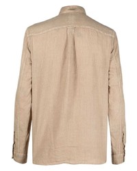 Chemise à manches longues en lin beige Xacus