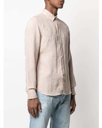 Chemise à manches longues en lin beige Brunello Cucinelli