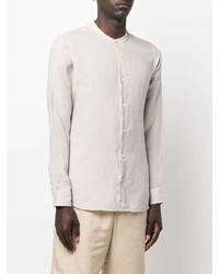 Chemise à manches longues en lin beige Zegna