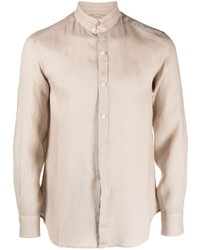 Chemise à manches longues en lin beige MC2 Saint Barth
