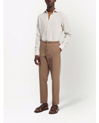 Chemise à manches longues en lin beige Ermenegildo Zegna