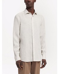 Chemise à manches longues en lin beige Ermenegildo Zegna