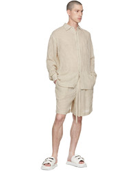 Chemise à manches longues en lin beige COMMAS