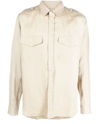 Chemise à manches longues en lin beige There Was One