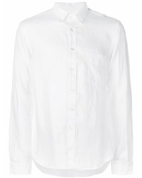 Chemise à manches longues en lin blanche Aspesi