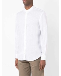 Chemise à manches longues en lin blanche Emporio Armani