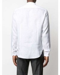 Chemise à manches longues en lin blanche Mp Massimo Piombo