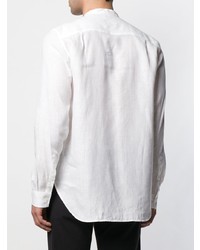 Chemise à manches longues en lin blanche Giorgio Armani