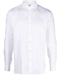 Chemise à manches longues en lin blanche Borrelli