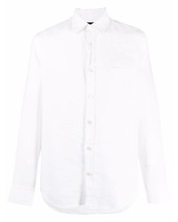 Chemise à manches longues en lin blanche BOSS