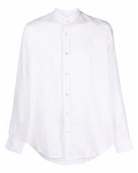 Chemise à manches longues en lin blanche BOSS