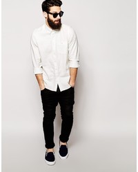 Chemise à manches longues en lin blanche Asos