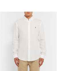 Chemise à manches longues en lin blanche Polo Ralph Lauren