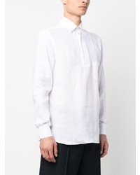 Chemise à manches longues en lin blanche Manebi