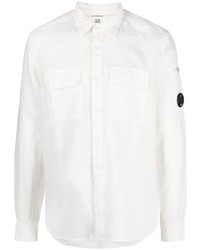 Chemise à manches longues en lin blanche C.P. Company