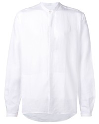 Chemise à manches longues en lin blanche Canali