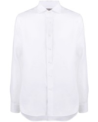 Chemise à manches longues en lin blanche Canali