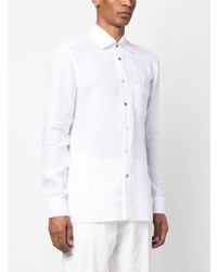 Chemise à manches longues en lin blanche Kiton